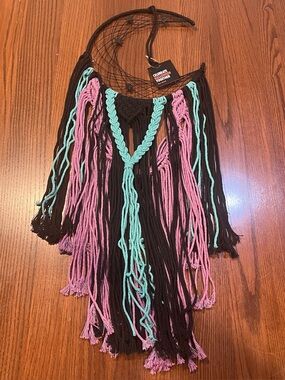 Halloween Moon Dream Catcher Macrame Wall Hanging Goth Witch Celestial Decor NWT